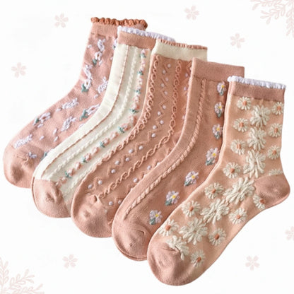 5 Pairs of Socks – Vintage Pink Floral