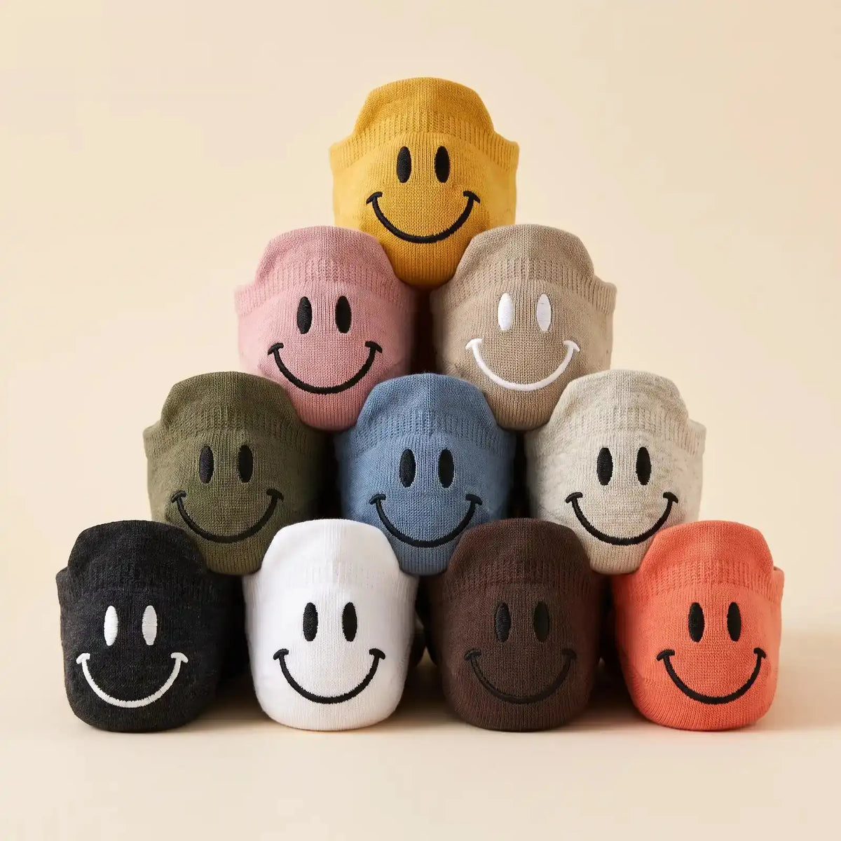 10 pairs of smile ankle socks in ten colors