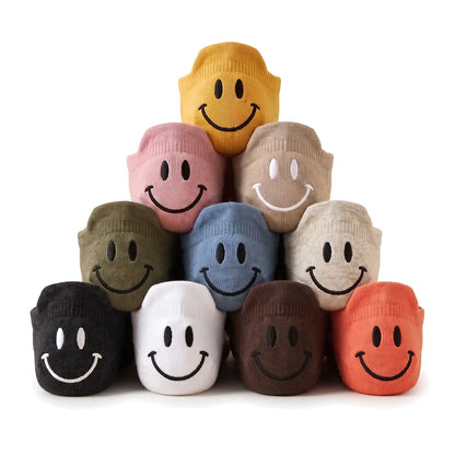 10 pairs of smile ankle socks in ten colors